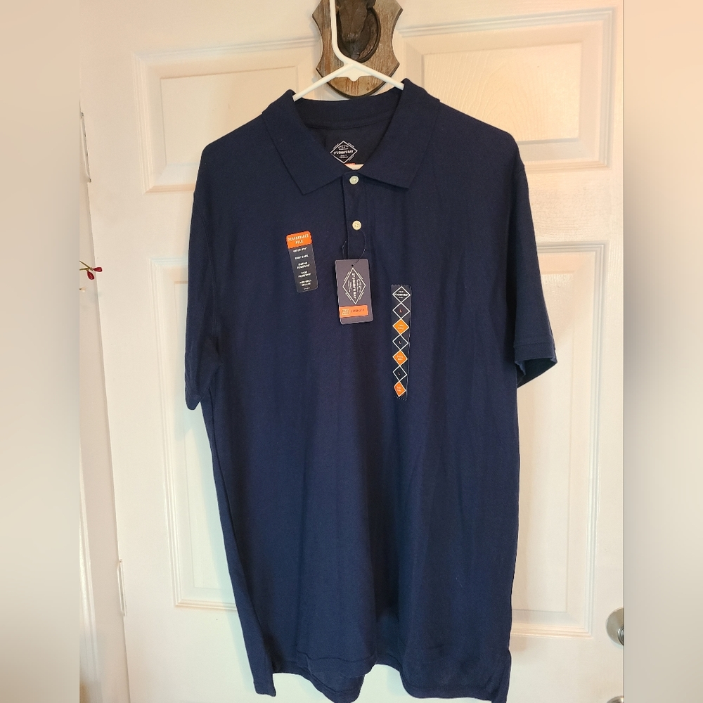 (846) St. John's Bay (NWT) Men's Classic Polo Shirt, Size: L Color: Navy Blue